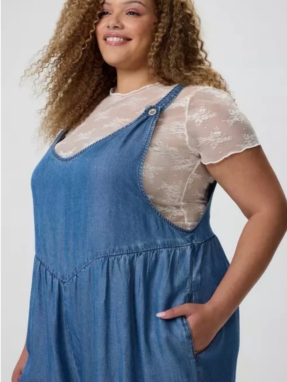 NWOT TORRID Wide-Leg Lightweight Denim Overall SIZE 3 - Picture 3 of 5